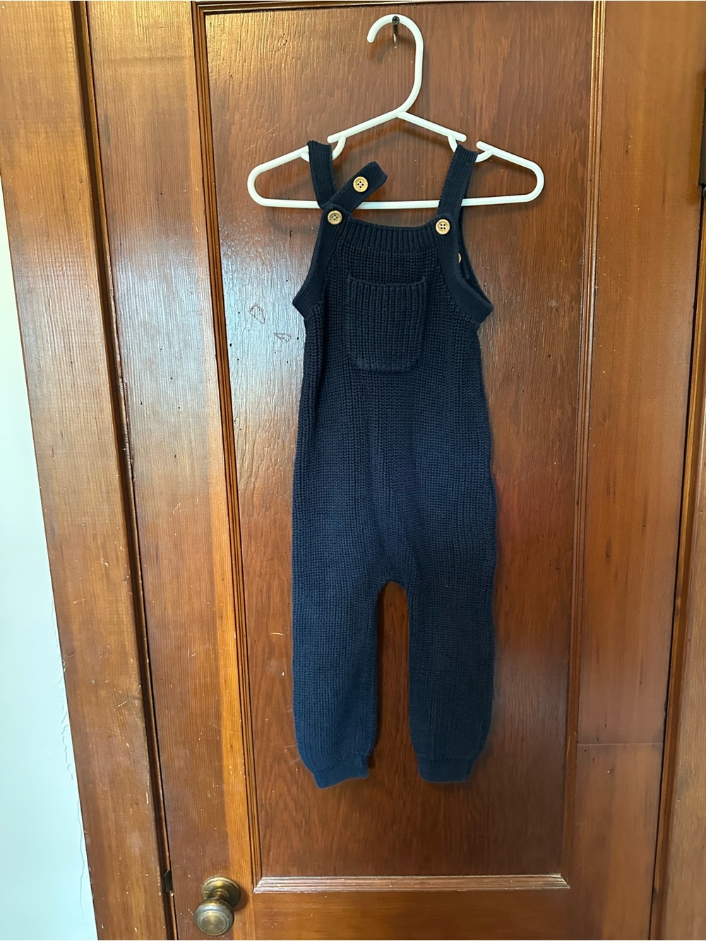 Old Navy Navy Blue Knit Overalls with Button Straps
